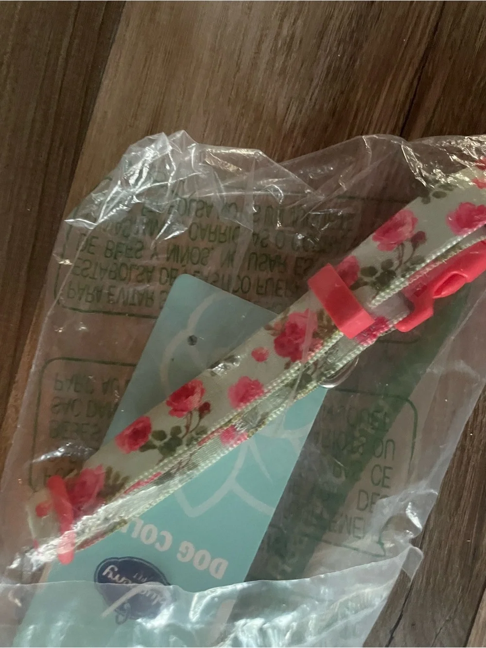 Blueberry pet turquoise floral tag dog collar small
